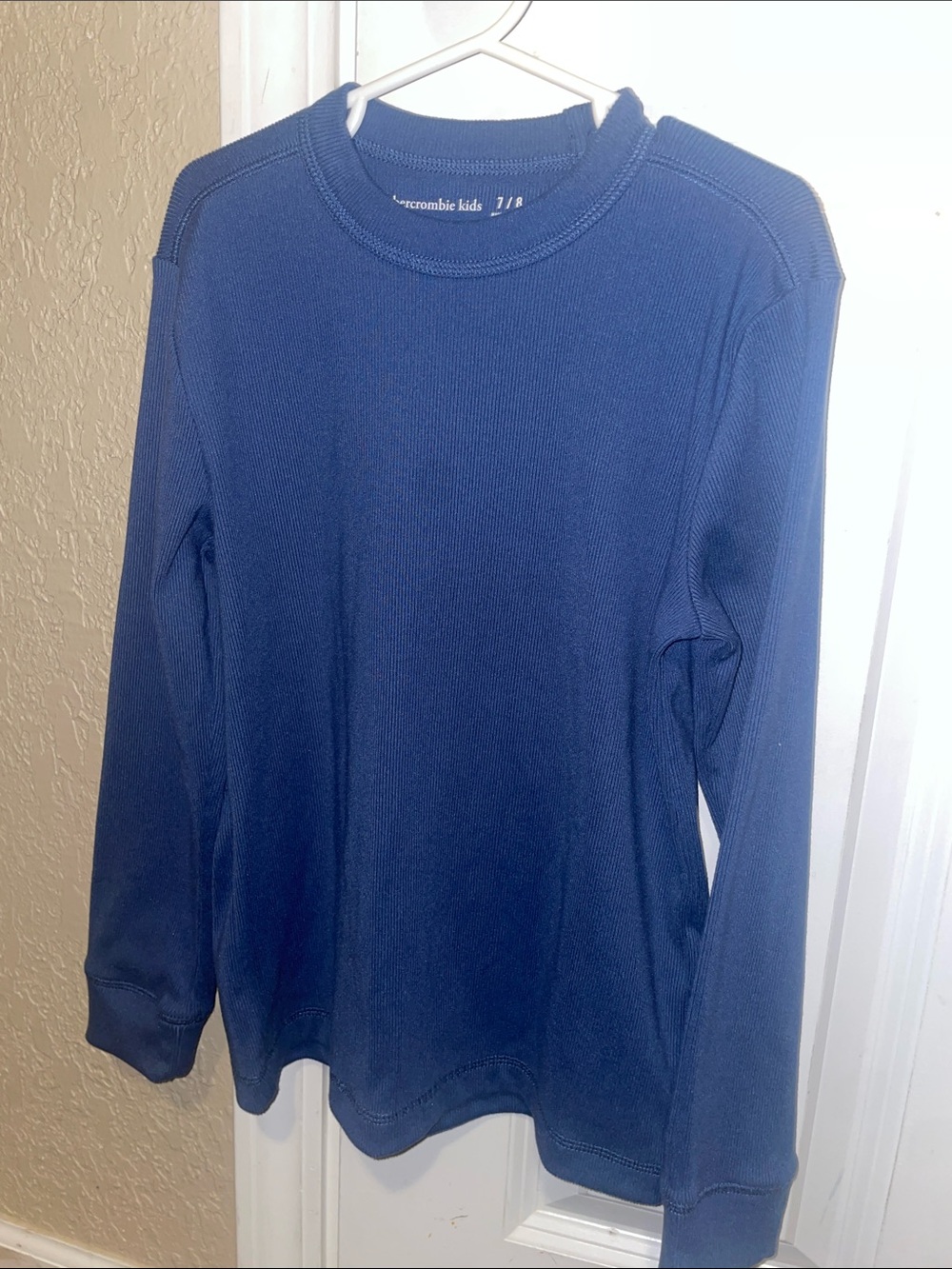 abercrombie kids navy long sleeve waffle crew
